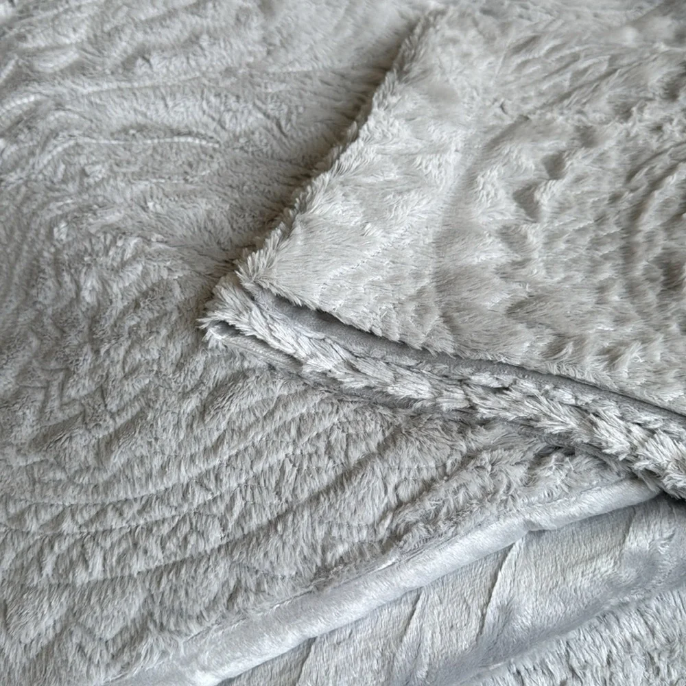 Madison Park Faux Fur Grey Twin Comforter Set